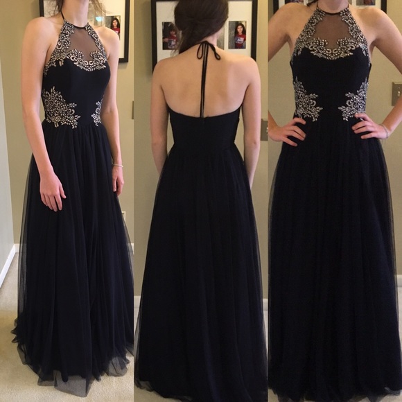 Blondie Nites Dresses & Skirts - formal dress Blondie Nites dark blue halter beaded